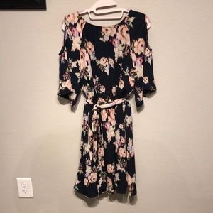 Floral cold shoulder dress